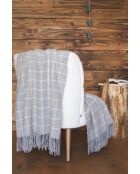 Plaid à franges en laine Camille gris - 140 x 200 cm