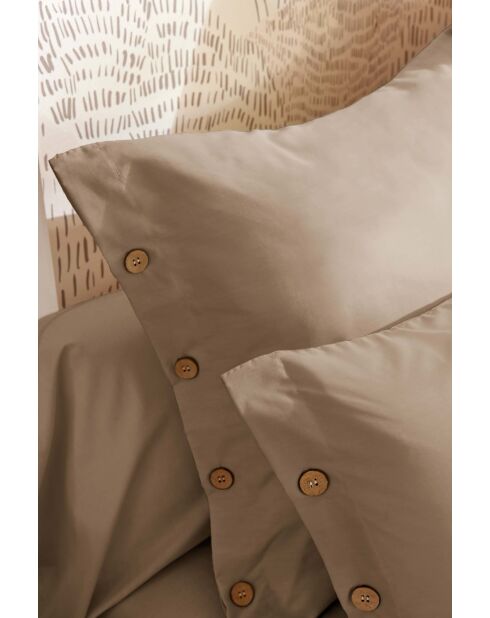 Taie d'oreiller en percale de coton unie Perrine ficelle