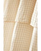 Rideau ajustable + 8 anneaux pince en gaze de coton tissée teinte Vickie pampa - 140 x 300 cm