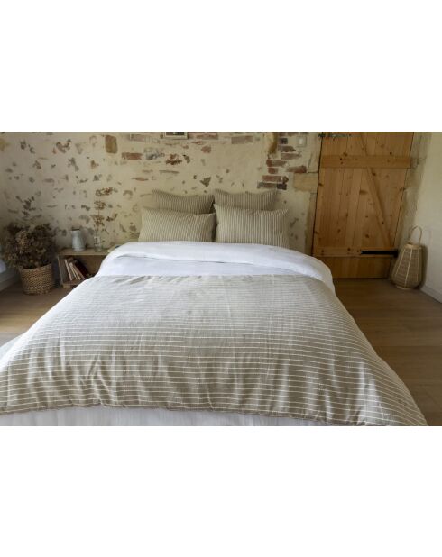 Bout de lit en coton texturé Tim beige - 90 x 220 cm