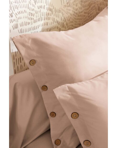 Taie d'oreiller en percale de coton unie Perrine blush