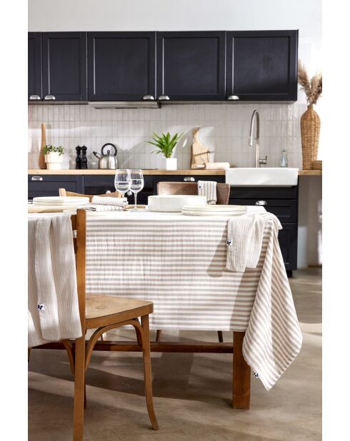 Nappe rectangle en gaze de coton tissée teinte Romie ficelle - 150 x 250 cm