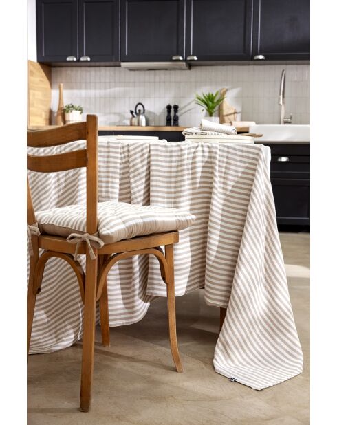 Nappe rectangle en gaze de coton tissée teinte Romie ficelle - 150 x 250 cm