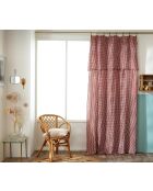 Tenda regolabile + 8 anelli a clip in garza di cotone intrecciata in garza di cotone tinto Vickie terracotta - 140 x 300 cm