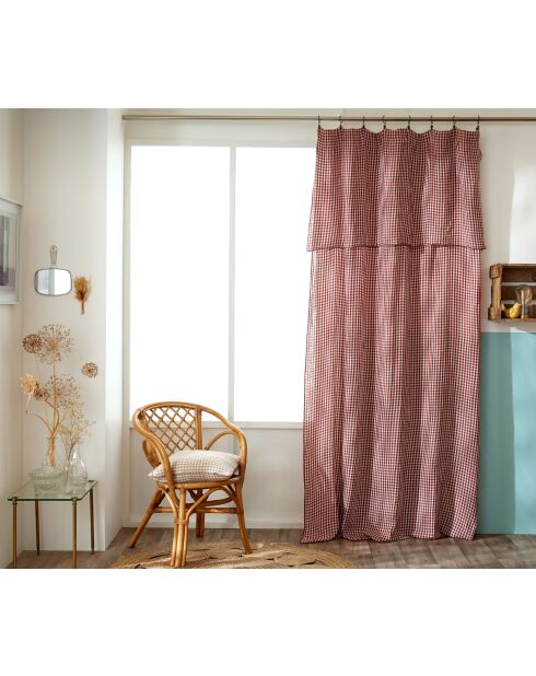 Tenda regolabile + 8 anelli a clip in garza di cotone intrecciata in garza di cotone tinto Vickie terracotta - 140 x 300 cm