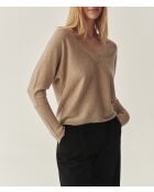 Heatherbeige trui van Ponno-wolmix