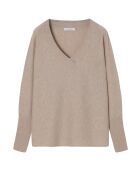 Heatherbeige trui van Ponno-wolmix