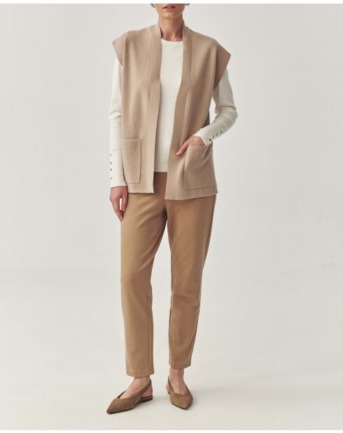 Gilet en laine mélangée Nia beige chiné