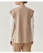 Gilet en laine mélangée Nia beige chiné
