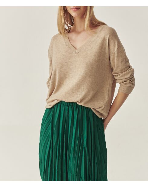 Pull en laine mélangée Tess beige chiné