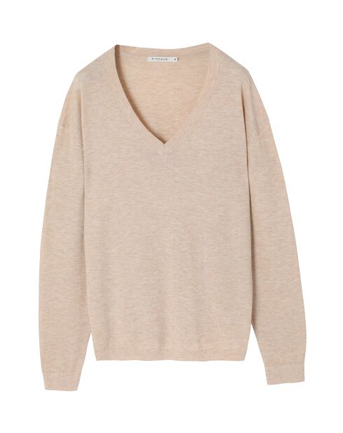 Pull en laine mélangée Tess beige chiné