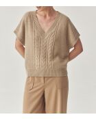 Gilet en maille Lena beige chiné