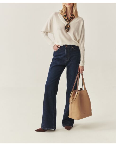 Pull en laine mélangée Ponno blanc cassé