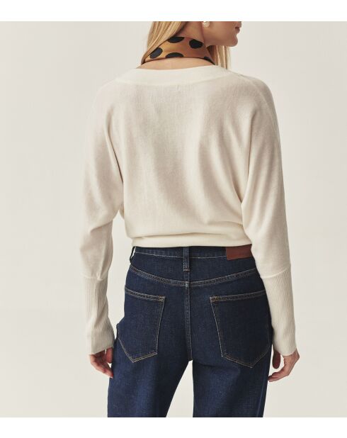 Pull en laine mélangée Ponno blanc cassé