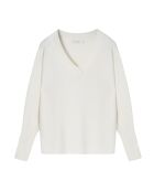 Cremefarbener Ponno-Pullover aus Wollmischung