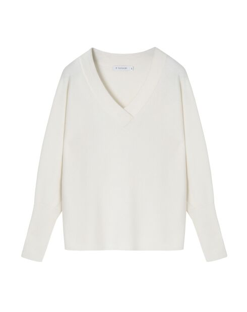 Cremefarbener Ponno-Pullover aus Wollmischung