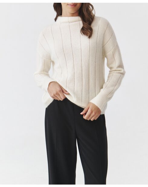 Pull en laine mélangée Pearl blanc cassé