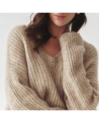 Beiger Pullover aus Wollmischung Aspen