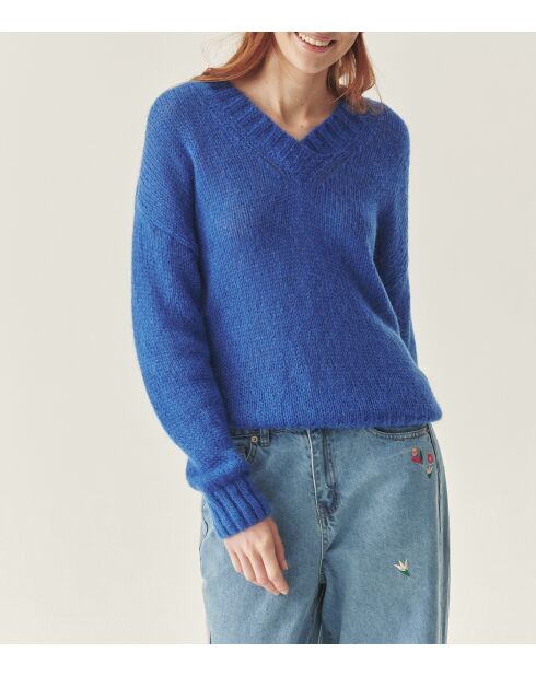 Pull en laine mélangée Mai bleu