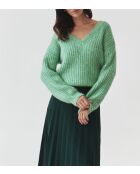 Grünmelierter Pullover aus Aspen-Wollmischung