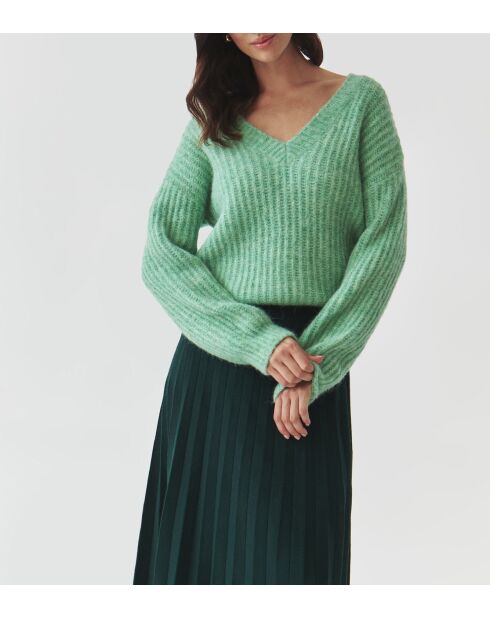 Pull en laine mélangée Aspen vert chiné
