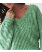 Grünmelierter Pullover aus Aspen-Wollmischung