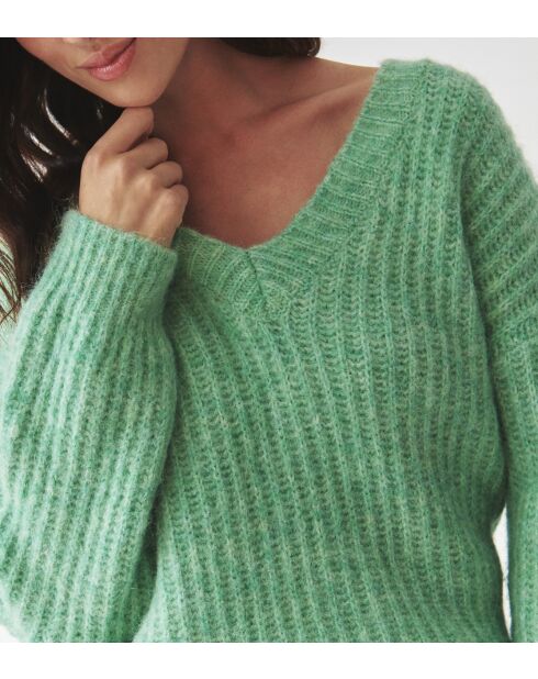 Pull en laine mélangée Aspen vert chiné