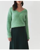 Grünmelierter Pullover aus Aspen-Wollmischung