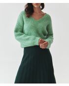 Grünmelierter Pullover aus Aspen-Wollmischung