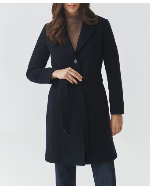 Manteau en laine mélangée Nitika bleu marine