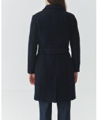 Manteau en laine mélangée Nitika bleu marine