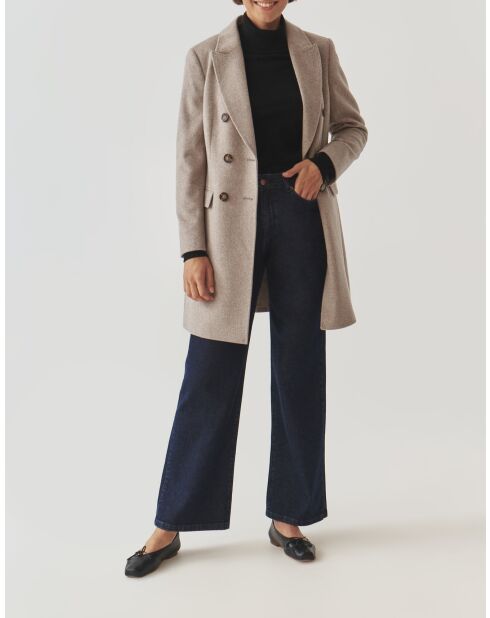 Manteau en laine mélangée Telma beige chiné