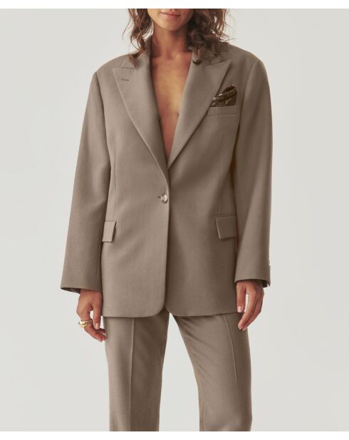 Beige wollen jas Montika