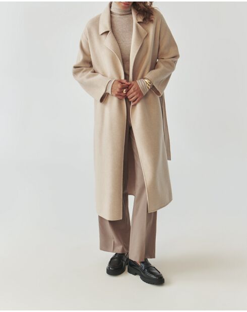 Manteau en laine mélangée Matia beige chiné