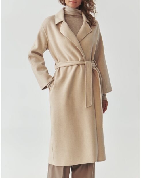 Manteau en laine mélangée Matia beige chiné