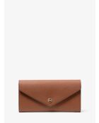 Grande pochette enveloppe en cuir Jet Set Travel marron clair - 19x10x4,5 cm
