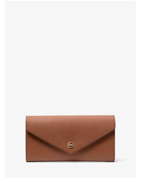 Grande pochette enveloppe en cuir Jet Set Travel marron clair - 19x10x4,5 cm