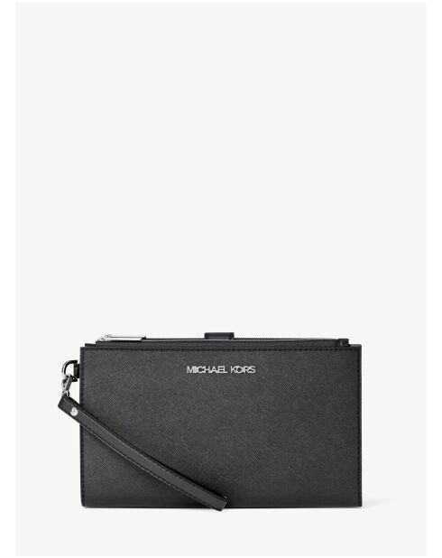 Grand portefeuille en cuir Jet Set noir - 18,5x11,5x3 cm
