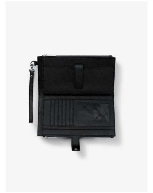 Grand portefeuille en cuir Jet Set noir - 18,5x11,5x3 cm