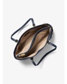 Grand sac cabas en cuir Voyager Saffiano bleu marine - 15,8x28x29,2 cm