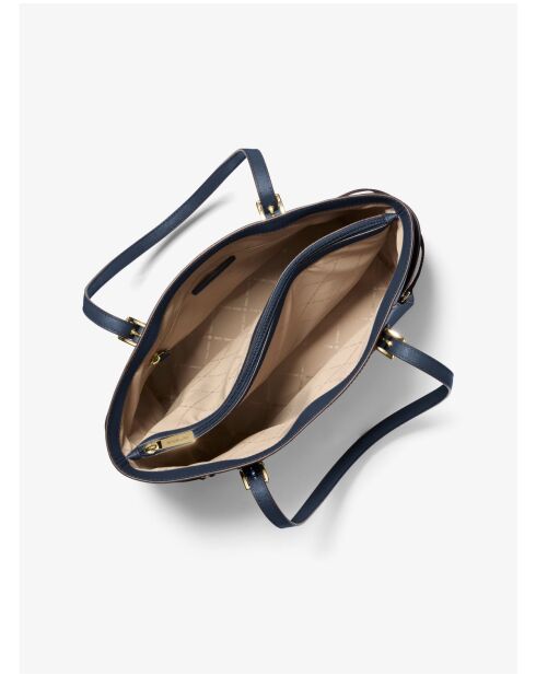Grand sac cabas en cuir Voyager Saffiano bleu marine - 15,8x28x29,2 cm