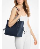 Grand sac cabas en cuir Voyager Saffiano bleu marine - 15,8x28x29,2 cm