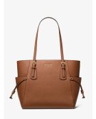 Grand sac cabas en cuir Voyager Saffiano marron - 15,8x28x29,2 cm