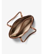 Grand sac cabas en cuir Voyager Saffiano marron - 15,8x28x29,2 cm
