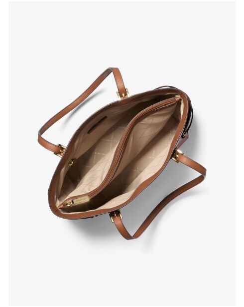 Grand sac cabas en cuir Voyager Saffiano marron - 15,8x28x29,2 cm