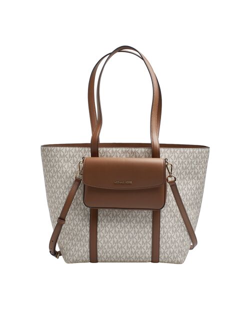 Grand sac cabas 2 en 1 Jet Set Travel marron/beige - 43x30x11 cm