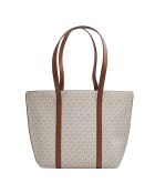 Große 2-in-1-Tragetasche Jet Set Travel in Braun/Beige — 43 x 30 x 11 cm