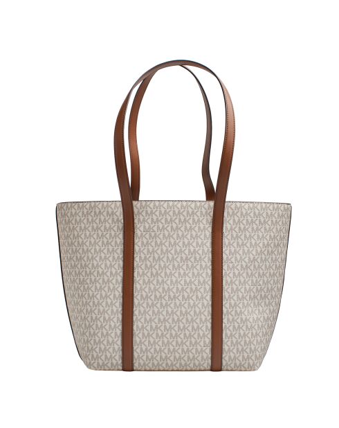 Grand sac cabas 2 en 1 Jet Set Travel marron/beige - 43x30x11 cm