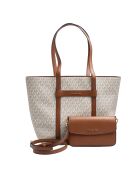 Große 2-in-1-Tragetasche Jet Set Travel in Braun/Beige — 43 x 30 x 11 cm