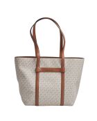Große 2-in-1-Tragetasche Jet Set Travel in Braun/Beige — 43 x 30 x 11 cm